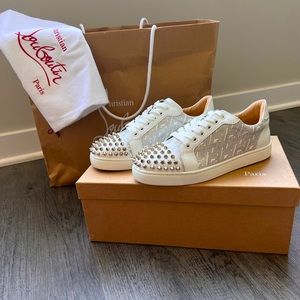 Christian Louboutin size 5 white spiked sneakers
